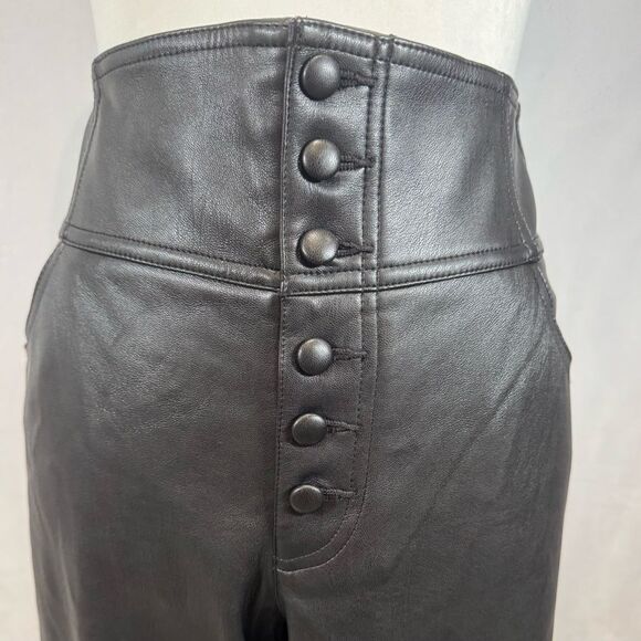 Bar III black leather button front high waisted pants size 8 NWT - Picture 3 of 7